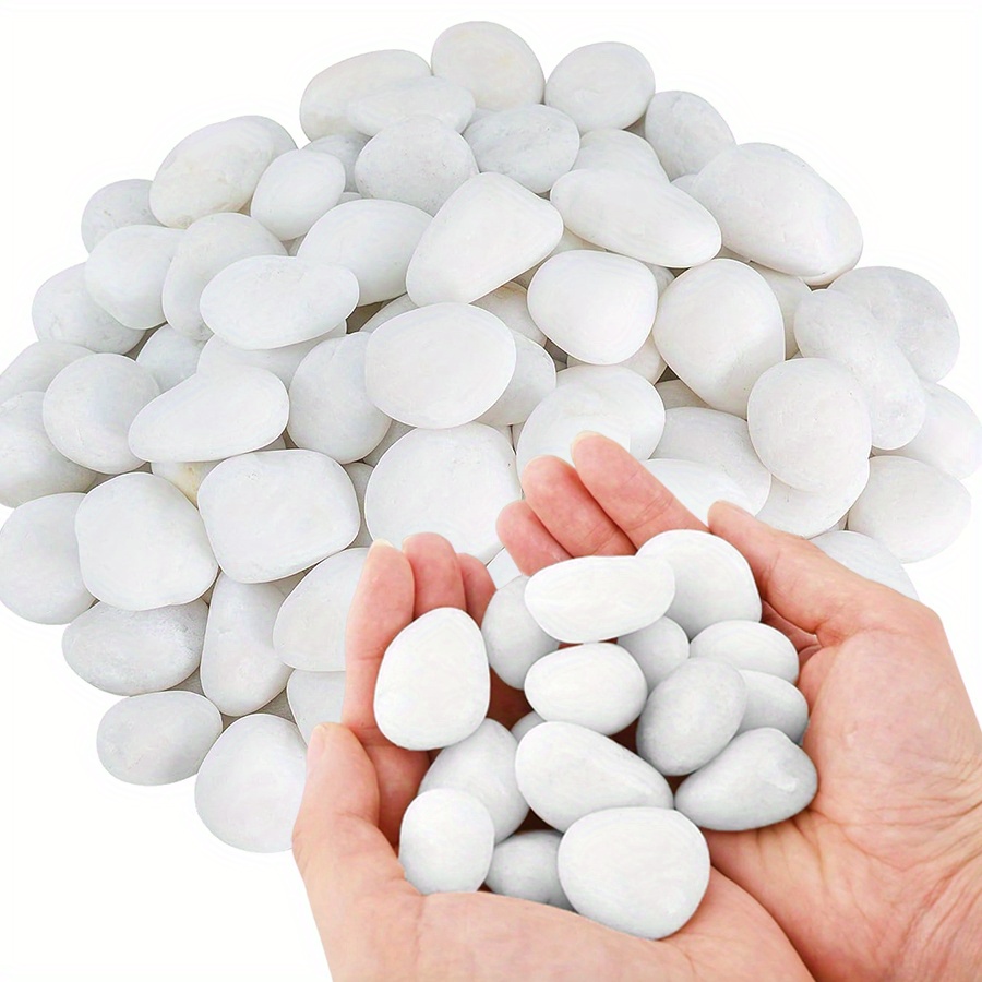 Aquarium Fish Buy - 200/400g White High Polished Natural Pebbles