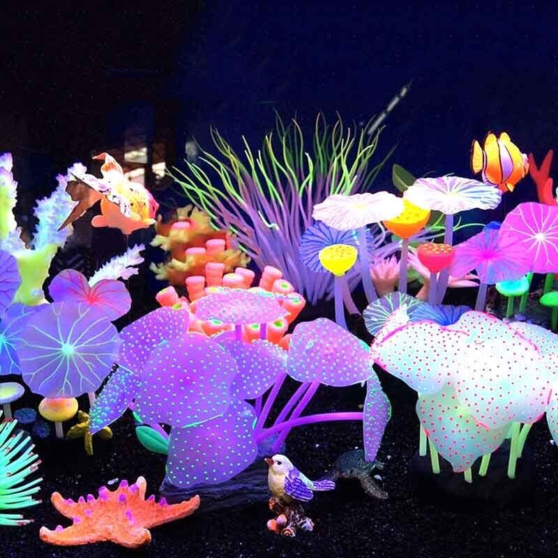 Silicone Glowing Landscape Art - Aquarium Fish Artificial 评论和价格