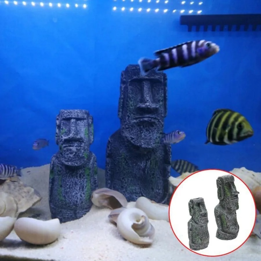 Easter Island Stone Statue Res - Aquarium Fish Artificial 评论和价格