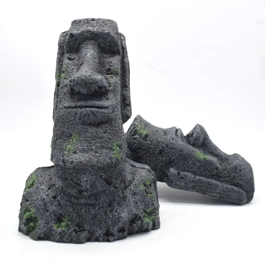 Easter Island Stone Statue Res - Aquarium Fish Artificial 评论和价格